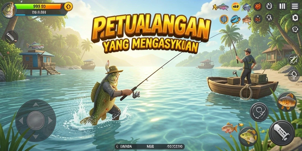 Tampilan gameplay <strong>9939</strong> yang menarik saat memancing di laut lepas.