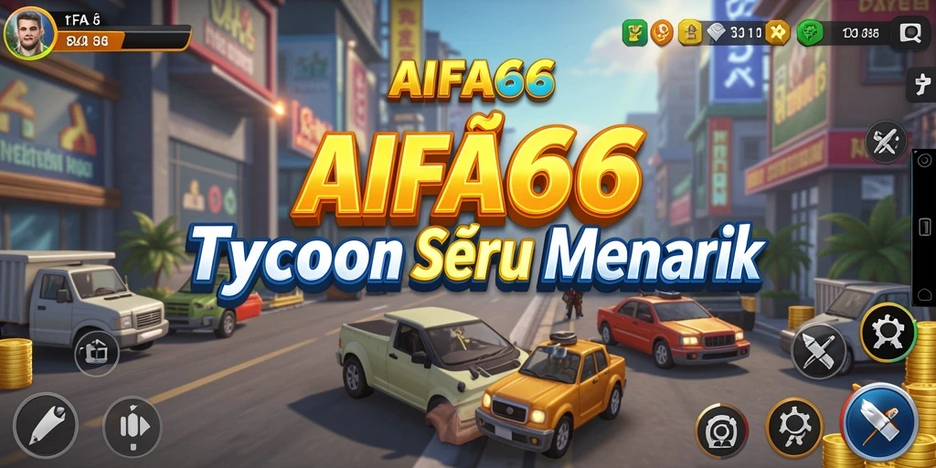 Screenshot gameplay AIFA66 menunjukkan aksi membangun kerajaan bisnis.