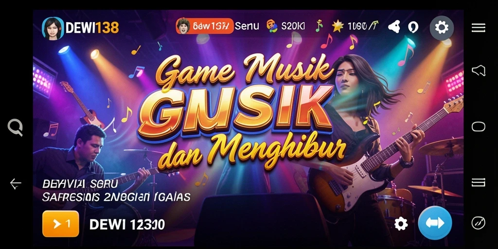 Tampilan gameplay DEWI138 yang penuh energi dan interaksi musik.