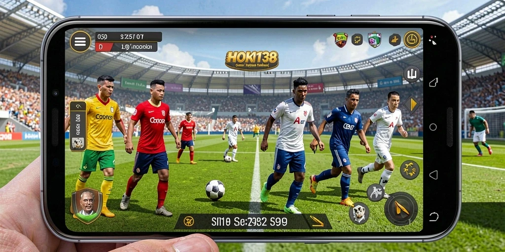 Tampilan gameplay HOKI138 yang penuh aksi di lapangan sepak bola.