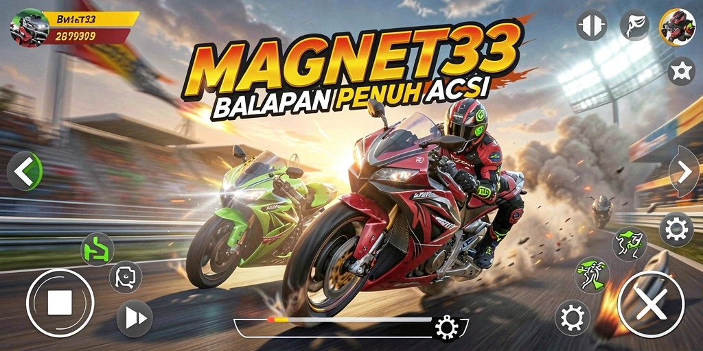 Tampilan gameplay <strong>MAGNET33</strong> yang memukau dengan aksi balapan motor yang kencang.