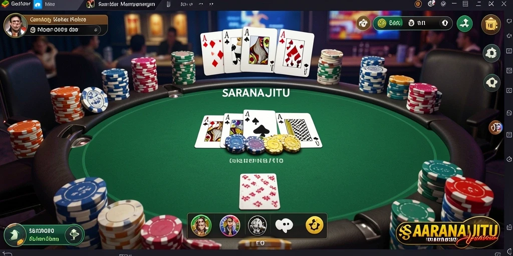Screenshot utama SARANAJITU yang menunjukkan gameplay Poker seru